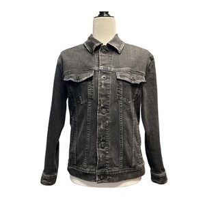 AG Adriano Goldschmied Black Distressed Denim Jean Jacket Moto Women's Small